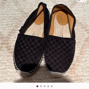 Gucci Black Suede Espadrille Loafers